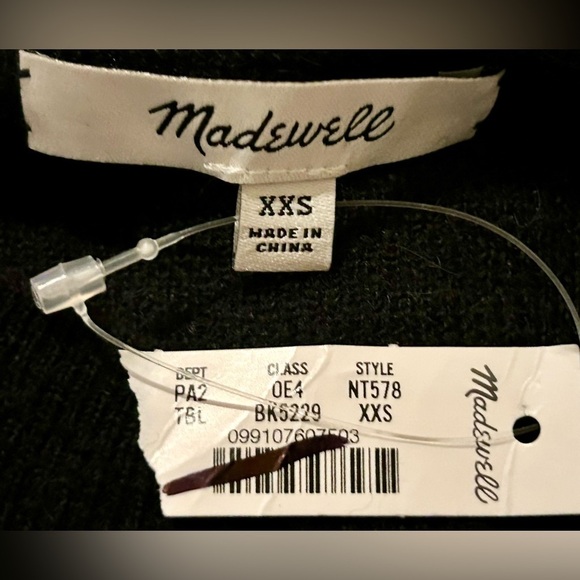 NWT Madewell OVERSIZED Black Ribbed Alpaca-Blend, Soft Crewneck Sweater, XXS - Picture 13 of 15